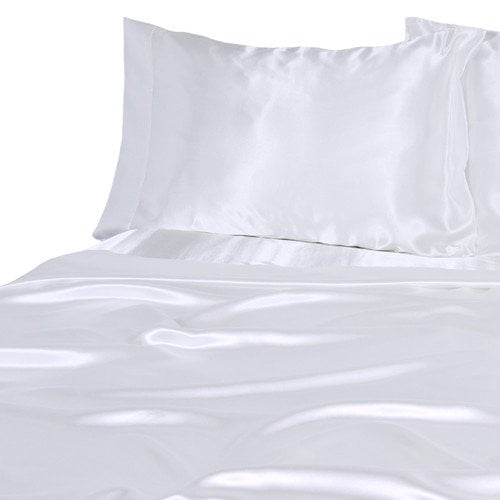 Elite Home Products 100% Luxury Satin Polyester Solid Sheet Set Queen Ivory