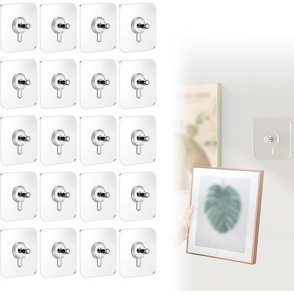 No Drill Adhesive Hooks, 2025 New Self Adhesive Nails Wall Mount Non-Trace Screw Hook Stickers Upgraded Picture Hangers Without Nails Nail Free Wall Hangers for Home