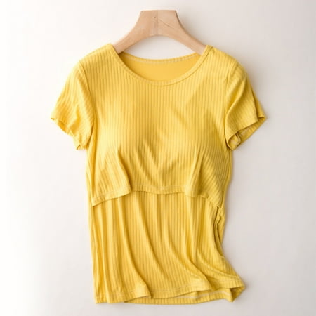

Juebong Womens Short Sleeve Maternity & Nursing Tops Shirts Plus Size Soft T-Shirt for Breastfeeding Solid Color Round Neck Breast Feeding Pregnant Nursing Blouse Tops T-Shirt