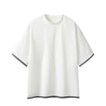 thumbnail image 2 of Xdegoge Pullover T Shirt for Men High Crewneck Half Drop Shoulder Sleeve Casual Streetwear Athletic Vibe Oversized Boxy Fit Solid Blank Minimalist Soft Summer Tops, 2 of 9