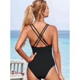 thumbnail image 6 of Women Wrap Push Up Swimsuit Tummy Control Bathing Suit Black S, 6 of 7