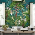 thumbnail image 5 of Peel and Stick Floral Wall Mural, Leather Textured Vinyl Self-Adhesive Wallpaper for Bedroom Living Room Accent Wall Decor, Urban Tropical Plants, Bright, 92''x125'', 5 of 14