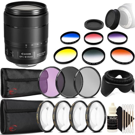 Canon EF-S 18-135mm f/3.5-5.6 IS USM Lens and Ultimate Accessory Kit for T6 T6i T6s 70D 60D 80D 750D 7D Mark II DSLR