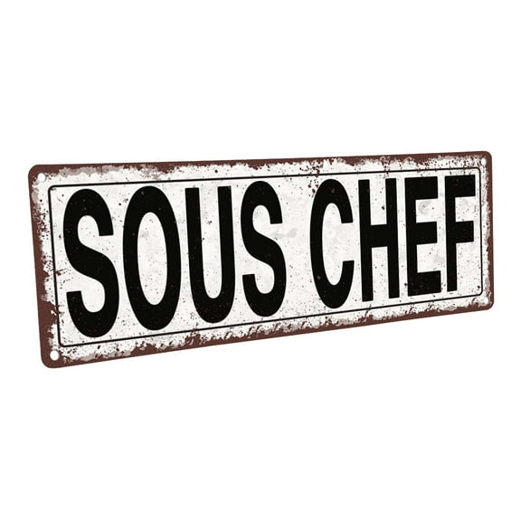 Sous Chef 4"x12" Metal Sign, Wall Décor for Home and Office