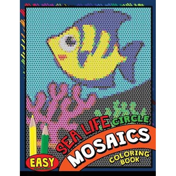 Pre-Owned Easy Sea Life Square Mosaics Coloring Book: Colorful Animals Coloring Pages Color by Number Puzzle (Paperback) by Kodomo Publishing