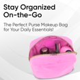 thumbnail image 4 of Bolsa de maquillaje DANCOUR pequeña de nailon rosa resistente al agua, 4 of 7