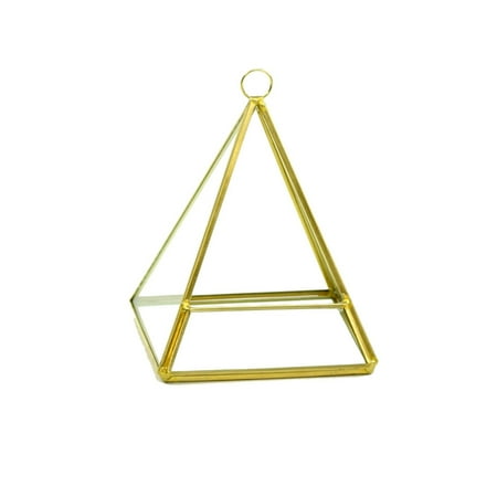 WGV Gold Triangle Pyramid Geometric Glass Terrarium - 4.5" Wide x 5.5" Height, Good quality Terrarium - 1 Pc