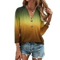 thumbnail image 5 of Trendy Graphic Tees for Women 2024 Plus Size Button Down V Neck 3/4 Sleeve Tunic Tops Cotton Summer Loose Casual Shirts S-4XL, Yellow, S, 5 of 5