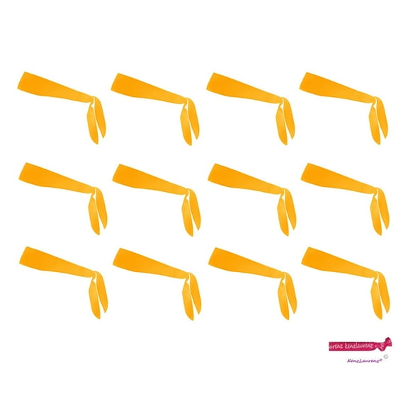 Kenz Laurenz Tie Back Headbands 12 Moisture Wicking Athletic Sports Head Band Neon Orange