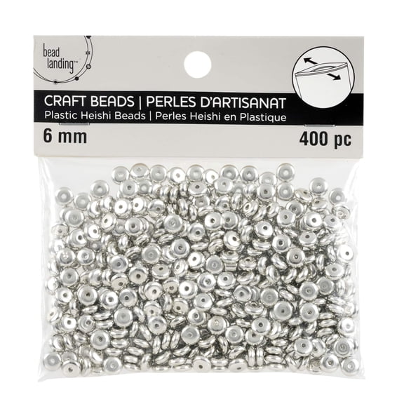 Bead Landing Silver Plastic Heishi Craft Beads, 6mm, 12 Packs: 400 ct. (4,800 total)