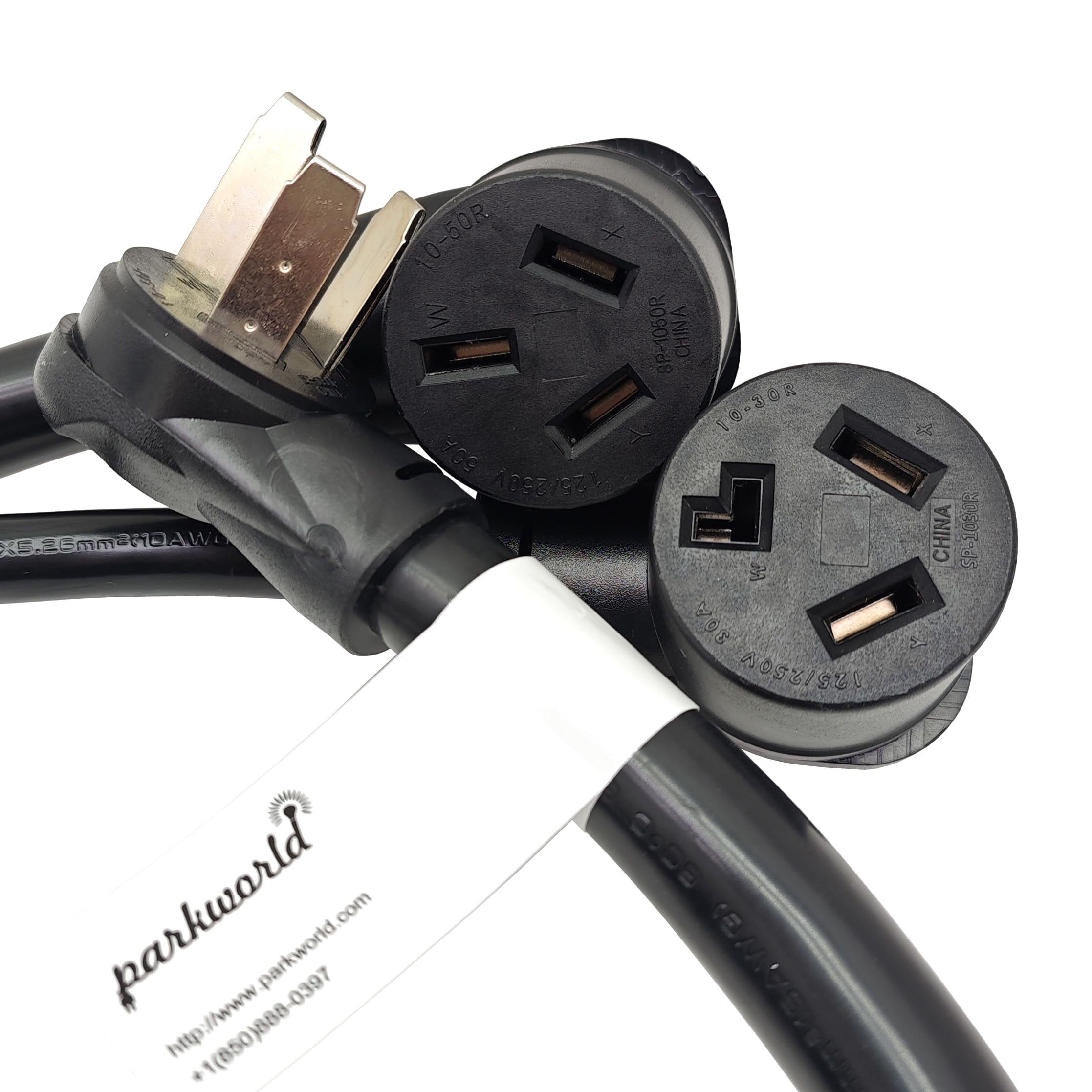 Parkworld 68000A NEMA 10-50P to 10-30R and 10-50R Spliiter Adapter Cord. Oven or Stove Plug split to Dryer 10-30 Outlet