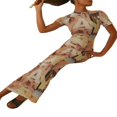 thumbnail image 2 of Femmes Print Maxi Crayon Robes Mock Cou Cravate Teinture Bodycon Longue Robe Élégante Soirée Soirée Club Robe, 2 of 6