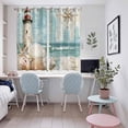 thumbnail image 5 of Coastal Nautical Kitchen Curtains 63 Inch Length, Summer Beach Wave Starfish Shell Grommet Top Bedroom Living Room Curtains, Light Filtering Cafe Curtain Drapes 2 Panels Set 104''x63'', 5 of 9