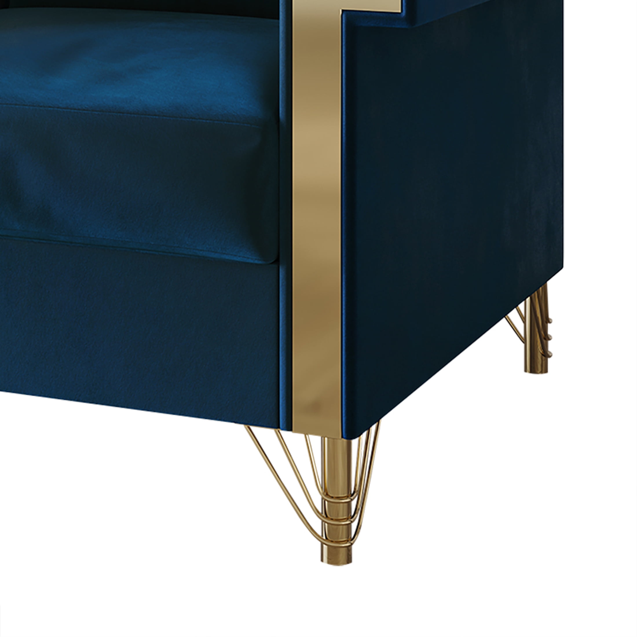 Castle Place Glam Velvet Upholstered Loveseat, Navy Blue