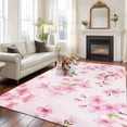 thumbnail image 2 of Pink Cherry Area Rugs 5'x8', Washable Small Throw Rugs for Classroom Bedroom, Spring Botanical Blossoms Flowers Floral Indoor Outdoor Rug Non-Slip Low Pile Carpet Runner Reversible Floor Mats, 2 of 8