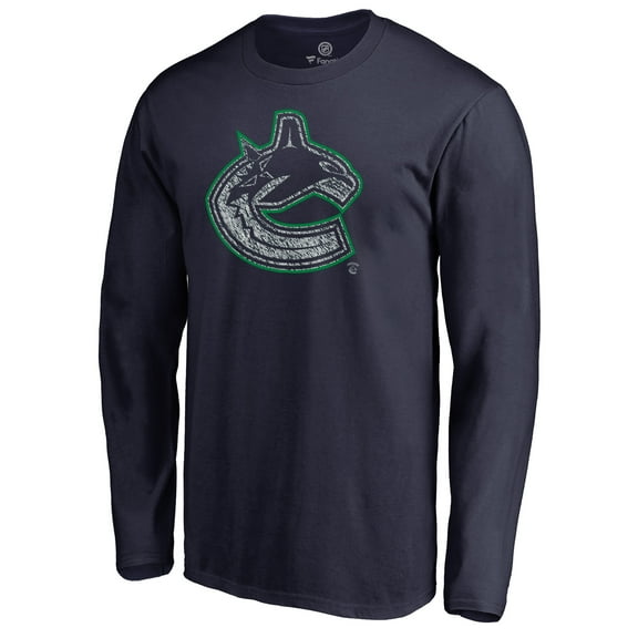 Men's Navy Vancouver Canucks Static Logo Long Sleeve T-Shirt