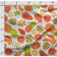thumbnail image 2 of Soimoi Watercolor Fruit Printed, Japan Crepe SatinFabric, by The Yard 54 Inch Wide, Decorative Sewing Fabric for Dresses Kimonos Gowns, Green & Orange, 2 of 5