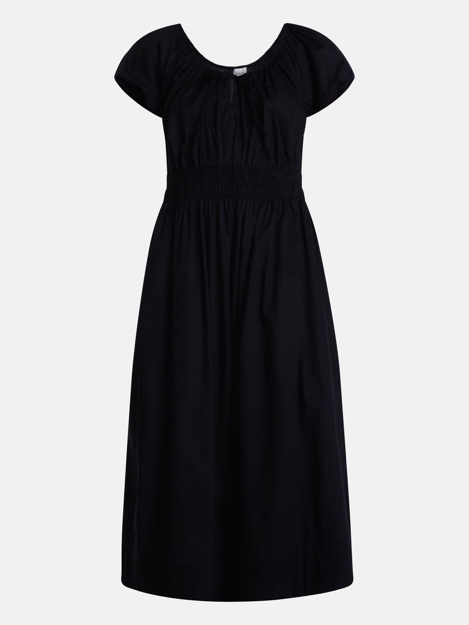 Scenario Women's and Women's Plus Smocked Waist Peasant Midi Dress with Puff Sleeves, Sizes XS-4X