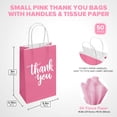 thumbnail image 3 of Bolsas de regalo DjinnGlory Thank You de papel rosa, paquete de 50 con asas, 3 of 9