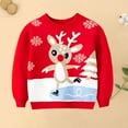 thumbnail image 5 of Lovskoo Toddler Baby Boy Girl Christmas Sweater Pullover Reindeer Snowman Sweatshirts Knit Tops for 1-6 Years Red, 5 of 5