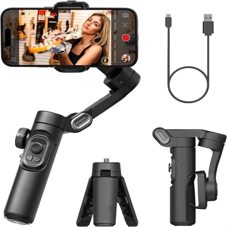 Phone Gimbal Stabilizer 3-Axis Smartphone Foldable Handheld Gimbal for iPhone with Focus Wheel Stabilizer for iPhone16 15 14 13 12 Pro Max Android-Smart XE