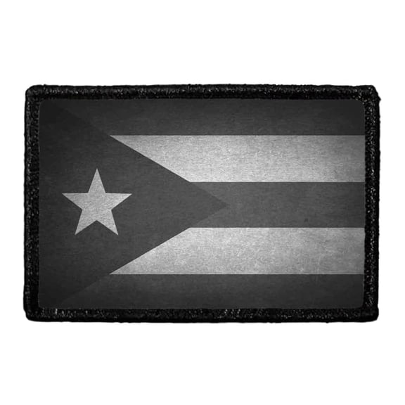 Puerto Rico Flag - Black and White - Distressed - Removable Patch