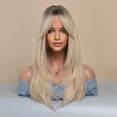 thumbnail image 6 of Ombre Blonde Wig for Women Long Straight Wig with Bangs for Day Paty Synthetic Layered Hai Wig Heat Resistant Fiber, 6 of 6