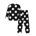 thumbnail image 2 of Kll Black And White Polka Dot Sleepwear Mens Flannel Pajamas,Long Cotton Pj Set, 2 of 9