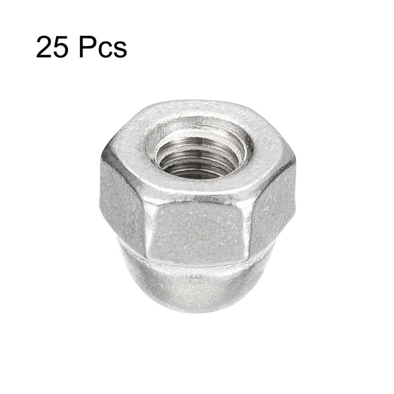 10-32 Acorn Cap Nuts, 25pcs - 304 Stainless Steel Hardware Nuts, Acorn Hex Cap Dome Head Nuts (Silver