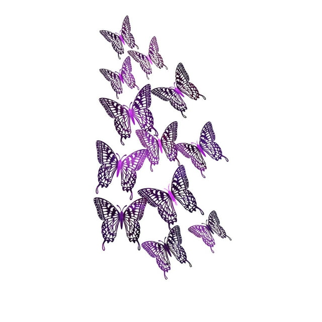 Transemion Glitter And Exquisite Stickers For Amazing Home Decor With Butterflies Various LK12 Purple 1Set