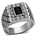 thumbnail image 1 of Bague Homme en Acier Inoxydable Poli avec Synthétique en Jet - Taille 12, 1 of 1