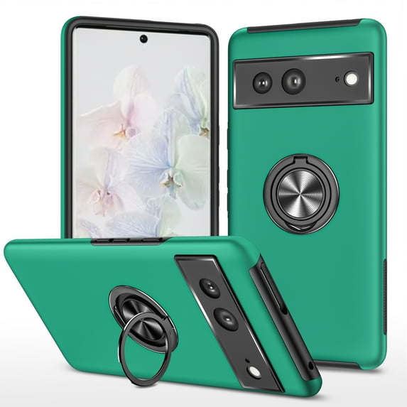 Mantto Case for Google Pixel 7 with Ring Stand, 360°Rotatable Ring Holder Magnetic Kickstand, Matte Back Shockproof Kickstand Protective Phone Case for Google Pixel 7,Darkgreen