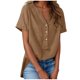 thumbnail image 3 of TaTaai Summer V Neck Casual Top, Women's Half Button Open Front Design, Linen Inspired Short Sleeve Solid Color Shirt Gift, 3 of 9
