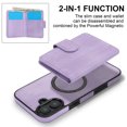thumbnail image 3 of for iPhone 16 Case, Compatible with MagSafe, Detachable Magnetic Wallet Case with PU Leather Kickstand Card Slots Shockproof Protection 2 In 1 Function Case for iPhone 16, Purple, 3 of 6