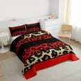 thumbnail image 4 of Homewish Red Brown Black Queen Comforter Set,Leopard Print Bedding Sets,Safari Animal Cheetah Bedding Comforter Set For Girl Boy,Microfiber Bedroom Decor Reversible,3 Pieces, 4 of 9