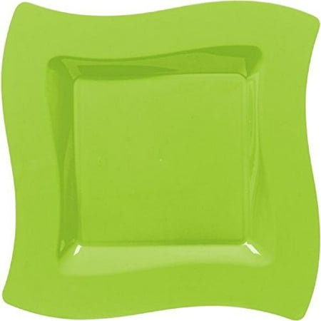 - Amscan Lime Green Wavy Square Plastic Dinner Plates (10)