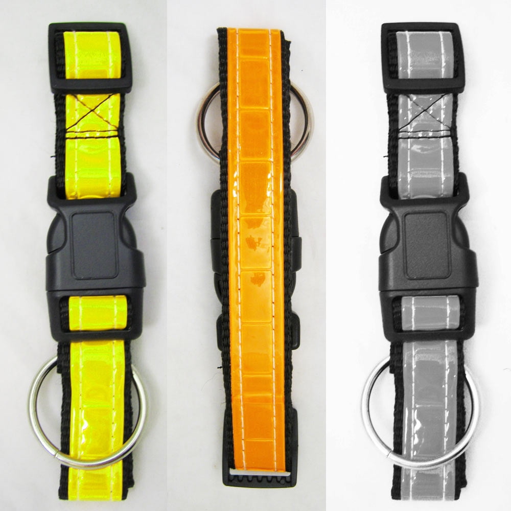 1 Reflective Dog Collar Nylon Adjustable Puppy Mesh Night Reflector