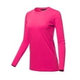 thumbnail image 2 of A2Y Women's Basic Solid Soft Cotton Long Sleeve Crew Neck Top Shirts Hot Pink 1XL, 2 of 3
