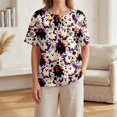 thumbnail image 5 of JULMCOMO Halloween Shirts for Women Cotton Linen Funny Witch Pumpkin Ghost Print Henley Trendy Tunic Tops Holiday Costume Graphic Tees Purple XL, 5 of 9