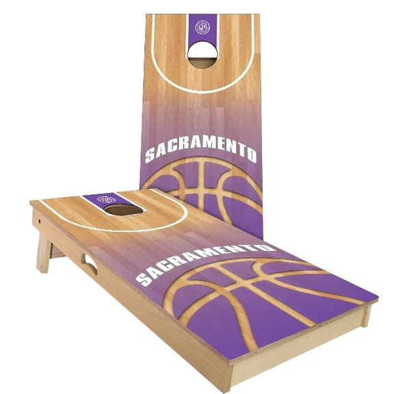 Skip's Garage | Sacramento Basketball Cornhole Board Set | Includes Boards & Bags | Choose Your Size & Accessories