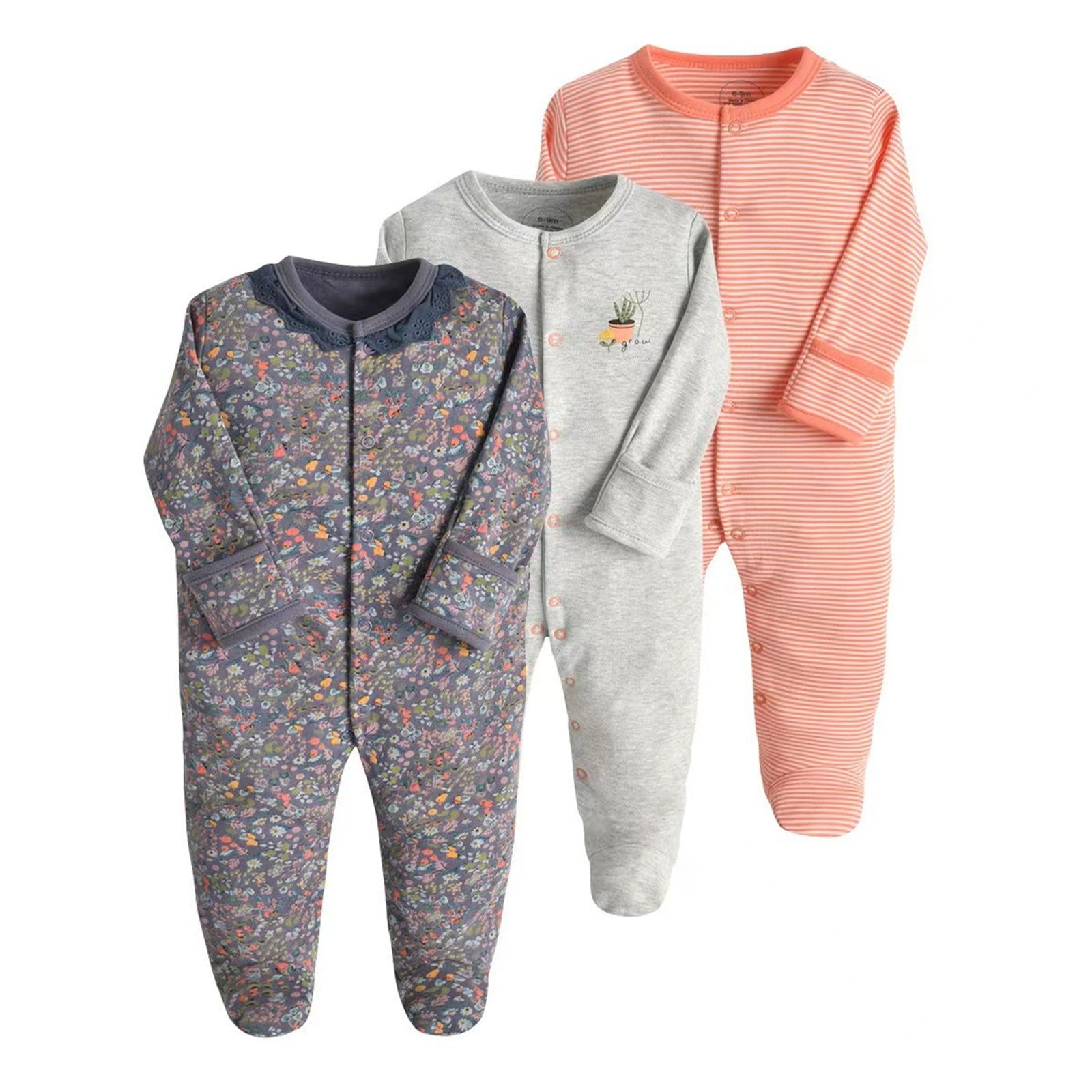 Rhuody Baby Boy Onesies 9-12 Months Three Piece Long Sleeved Romper Children'S Spring And Autumn Foot Crawling Suit Clothing Lovely Simple Wear Red