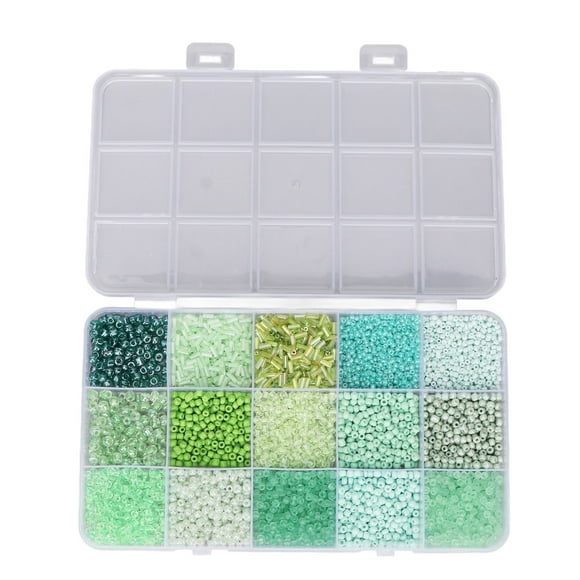 Craft Seed Beads, Glass Seed Beads Plastic Box Packaging  For Headwear Light Green,Blue,Yellow,Light Purple