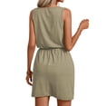 thumbnail image 2 of CALIPESSA Sundresses for Women 2024 Trendy Drawstring Pockets Summer Mini Tank Dress Army Green M, 2 of 5