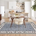 thumbnail image 4 of 10x13 Area Rug for Living Room Washable Vintage Floral Pattern Large Bedroom Rug Indoor Modern Geometric Bordered Rug Soft Non-Slip Under Table Carpet for Dining Room Apartment Office, Grey, 4 of 9