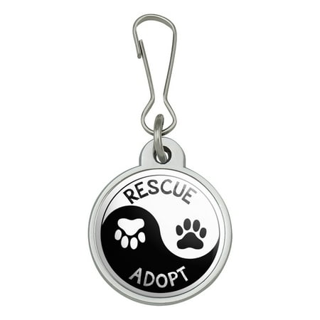 - Rescue Adopt Yin Yang Paw Prints Dogs Cats Jacket Handbag Purse Luggage Backpack Zipper Pull Charm