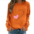 thumbnail image 2 of Tdoqot Womens Valentines Shirts- Long Sleeve Heart Print Cute Casual Pullover Sweatshirt Tops Orange Size L, 2 of 5