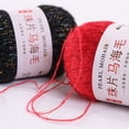 thumbnail image 2 of Xiao Hua Hilo fino de mohair de 100 g con lentejuelas para tejer a ganchillo, suave y esponjoso, de lana con encaje, ideal para suéteres, chal y cuentas, color morado oscuro., 2 of 4