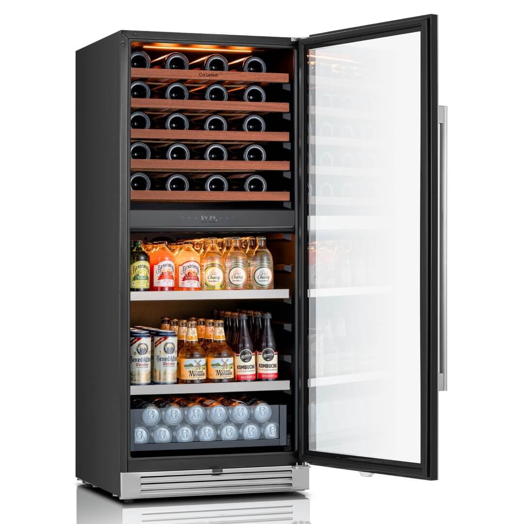 Ca'Lefort Wine and Beverage Fridge, 24 inch Dual Zone 40 Bottle + 112 Can Tall Beverage Fridge for Home/Bar, Freestanding & Built-In