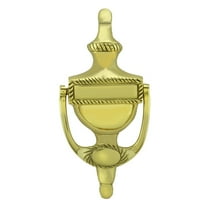 Renovators Supply Brass Door Knocker 6.5" Tall Traditional Roped Style Antique Front Door or Gate Knockers Lacquered Brass Finish Metal Knockers w/Screws