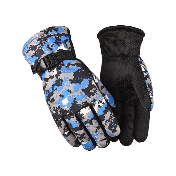 Grofry 1 Pair Winter Camouflage Cycling Gloves Warm Windproof Waterproof Adjustable Cold Weather Men Women Full Finger Outdoor Motorcycle Snow Skiing Gloves